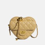 Women's Genuine Leather Heart Shape Quilted Crossbody Bags