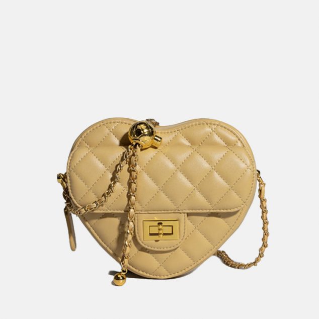 Women's Genuine Leather Heart Shape Quilted Crossbody Bags - ROMY TISA