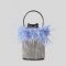 Damen All Over Rhinestones Pelzige Zylinder Kordelzug Eimer Abendtaschen