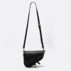 Women's Black Vegan Saddle Bags with Flap Buckle