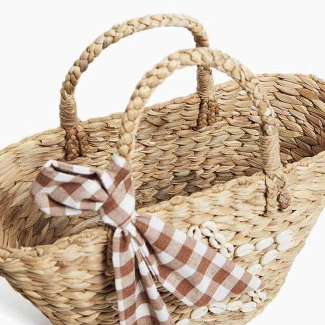 Women's Straw Bags Plaid Bowknot Woven Beach Tote Bags