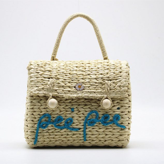 Women's Straw Woven Top Handle Bucket Bags