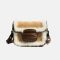 Women's Fur Trim Genuine Leather Flap Mesenger Bags in Brown