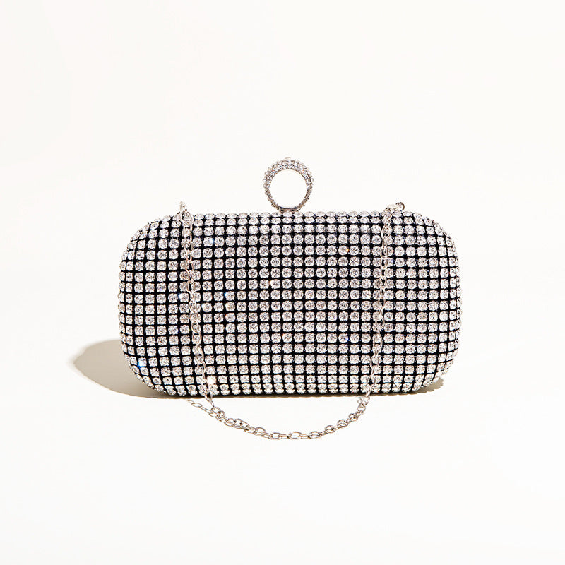 Women's Sparkly Rhinestones Evening Clutch Bags in Silver