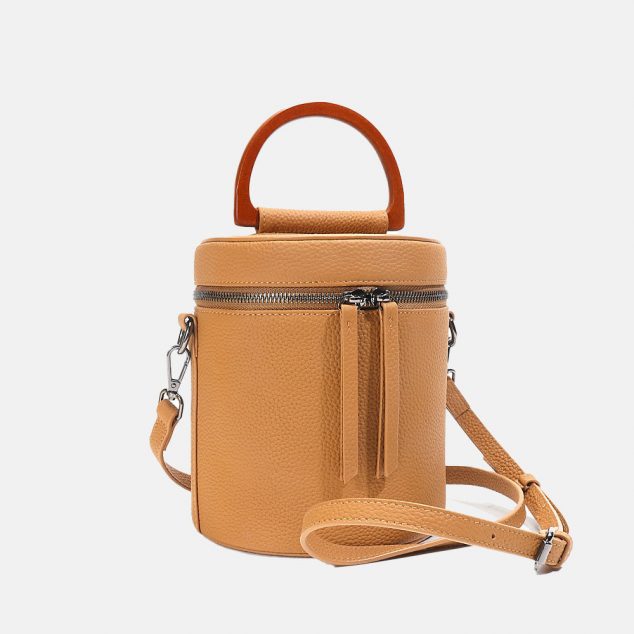 Women's Genuine Leather Cylinder Bucket Bags