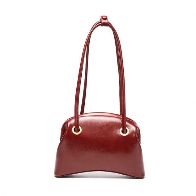 Women's New Moon Shoulder Handbags in Oily Genuine Leather