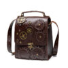 Women's Steampunk Messenger Bag in Brown Vegan Leather