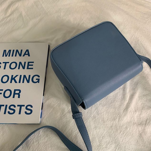 Women's Minimal Vegan Saddle Flap Shoulder Bags in Blue