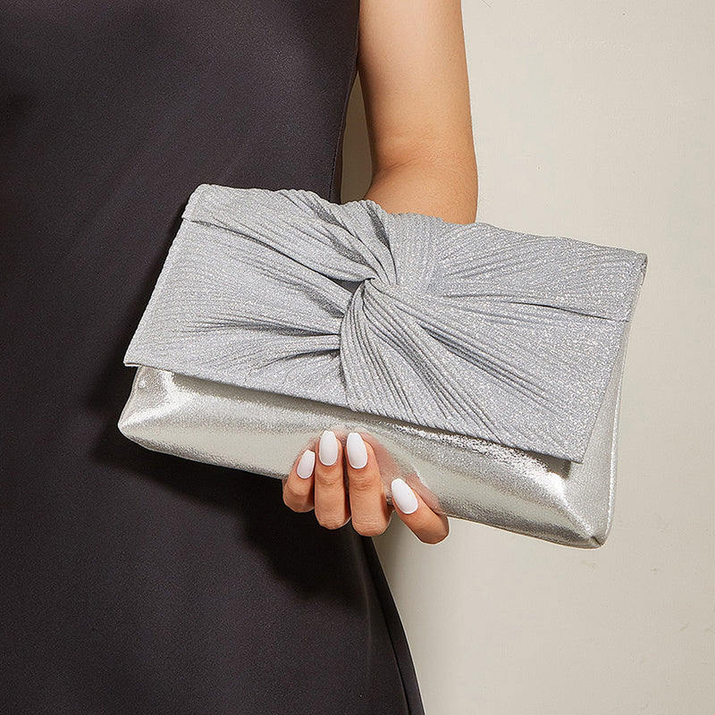 Women's Ruched Glitter Flap Evening Clutch Bags