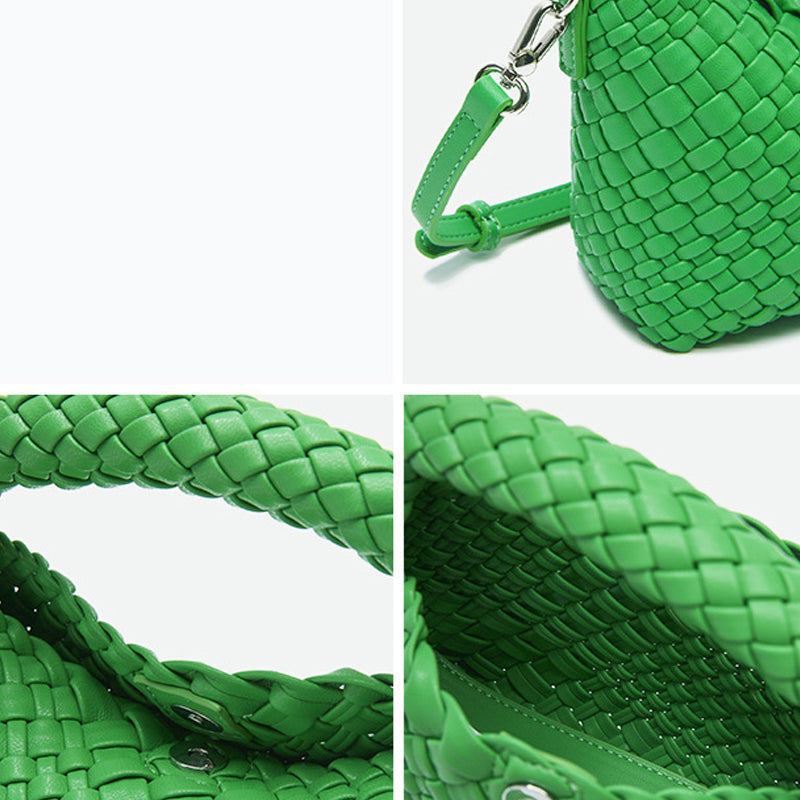 Women's Braided Top Handle Clutch Bags with Shoulder Straps