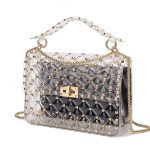Damen Nieten Gesteppt Klare Ketten Crossbody Taschen