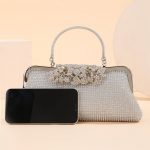 Damen Blume Strass Top Handle Abend Clutch Bags