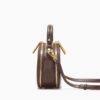 Women's Stone Grain Round Crossbody Handbag in Brown