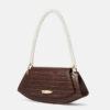 Women's Genuine Leather Croc Print Baguette Bags with Pearls Strap
