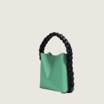 Faltbare Bucket Bags mit geflochtenen Henkeln aus echtem Leder für Damen