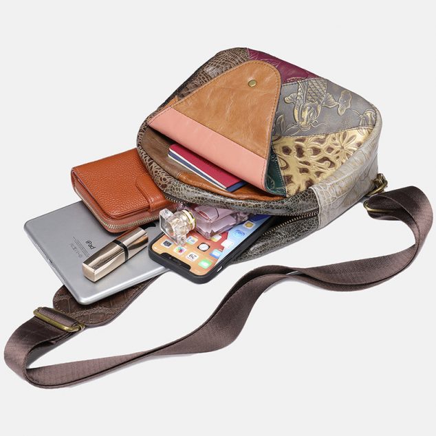 Sacs à bandoulière en cuir véritable avec surpiqûres pour femmes