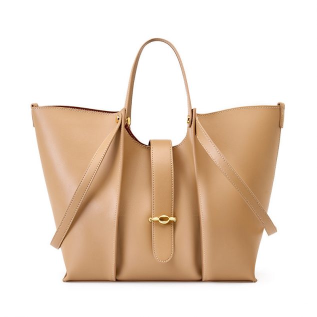 Women's Genuine Leather Dual Straps Tote Bags with Buckle