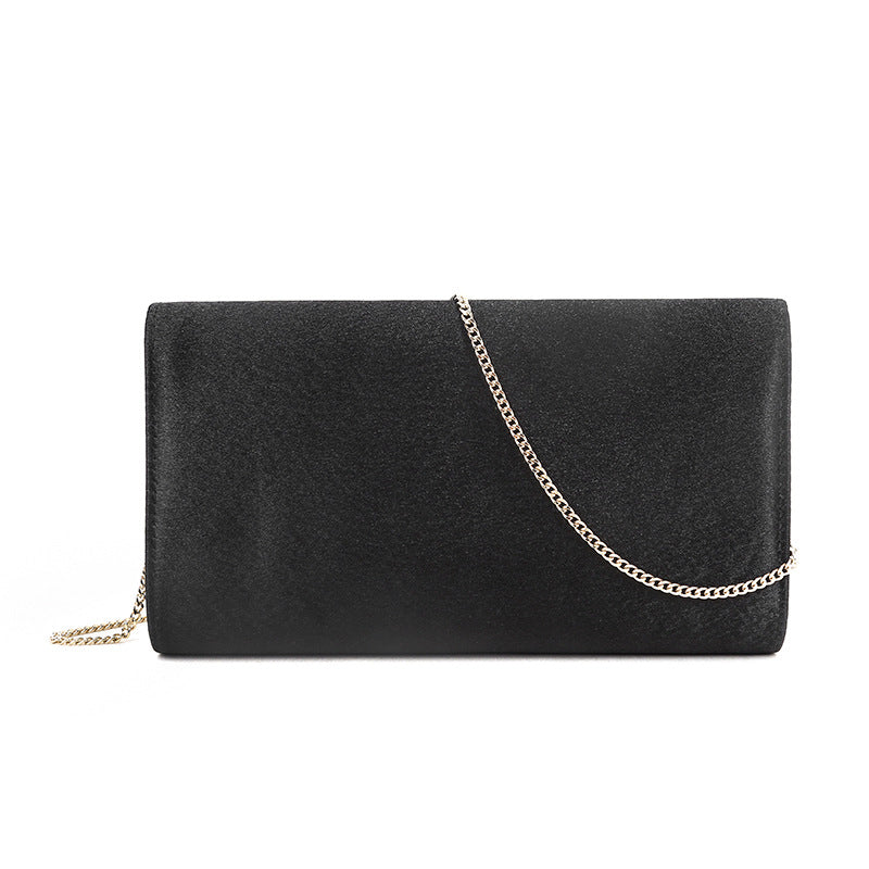 Women's Rhinestone Evening Long Clutch Bags with Chains Black