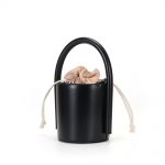 Women's Leather Bucket Bags with Drawstring Interior Bag