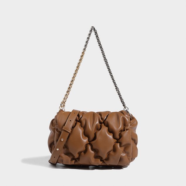 Women's Pineapple Quilted Chains Flap Shoulder Bags in Vegan Leather