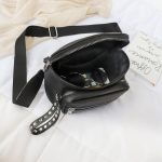 Black Studded Wristlet Boxed Zipper Crossbody Fanny Packs