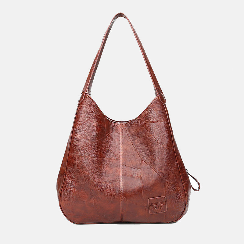 Women's Stitching Vintage Hobo Tote Bags in Soft Vegan Leather