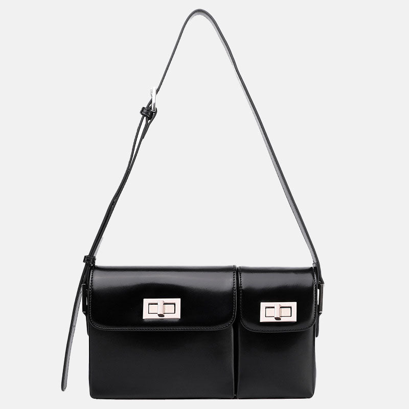 Women's Two Flap Baguette Bags in Genuine Leather