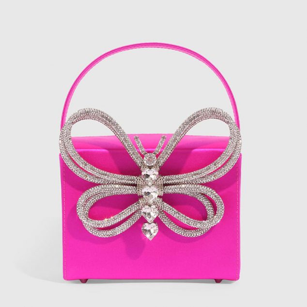 Women's Small Rhinestone Butterfly Top Handle Evening Clutch Bags