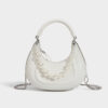 Women's Pearls Half Moon Small Top Handle Bags with Crossbody Chains