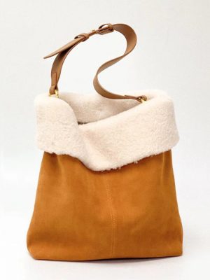 Shearling Soft Shoulder Tote Bags aus echtem Wildleder für Damen