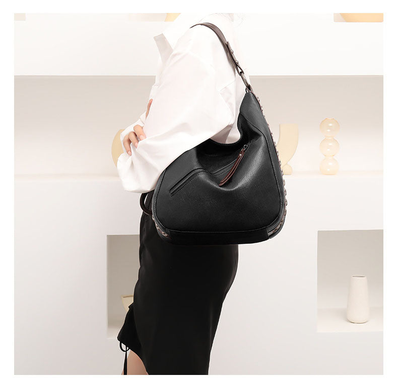 Women's X Studded Side Zipper Vegan Hobo Bags - ROMY TISA