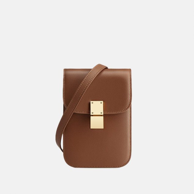 Genuine Leather Minimal Box Crossbody Bag Leather Handbag 