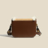 Women's Fur Trim Genuine Leather Flap Mesenger Bags in Brown