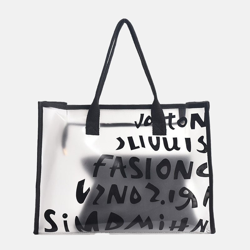 Women's Letter Print Large Clear Tote Bags