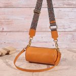 Sacs à cylindre minimal en cuir véritable pour femmes