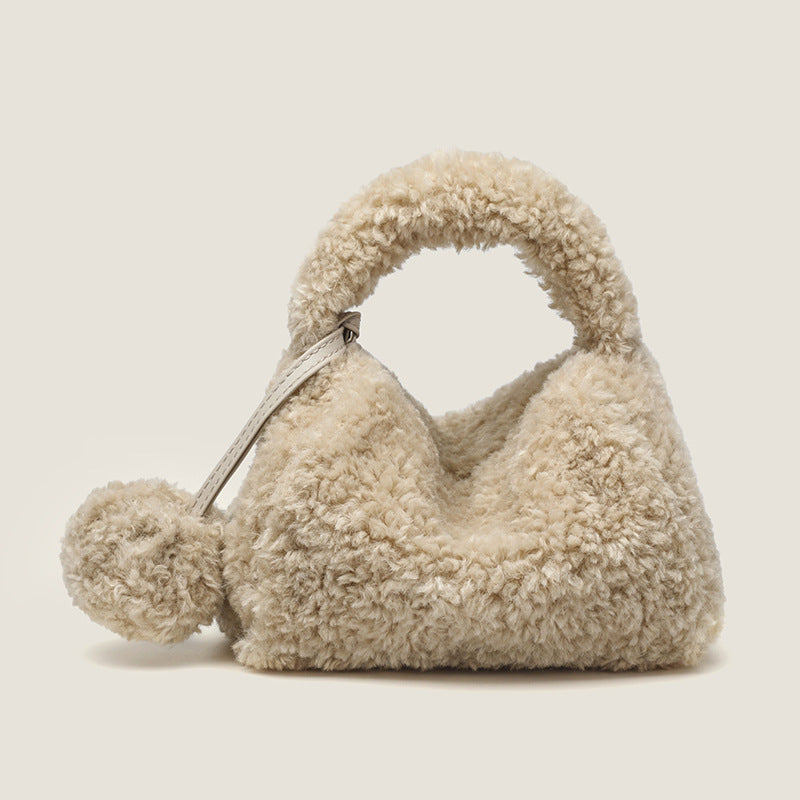 Women's Fuax Fur Pompom Top Handle Bags - ROMY TISA