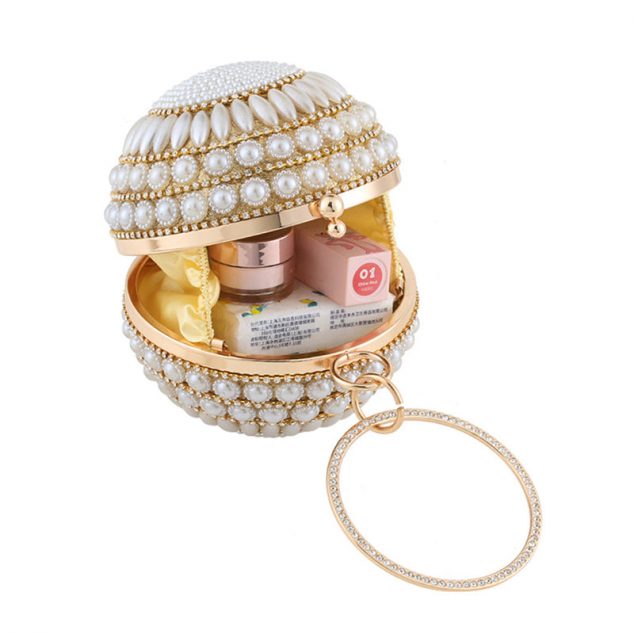 Runde Perlen Abendtasche für Frauen