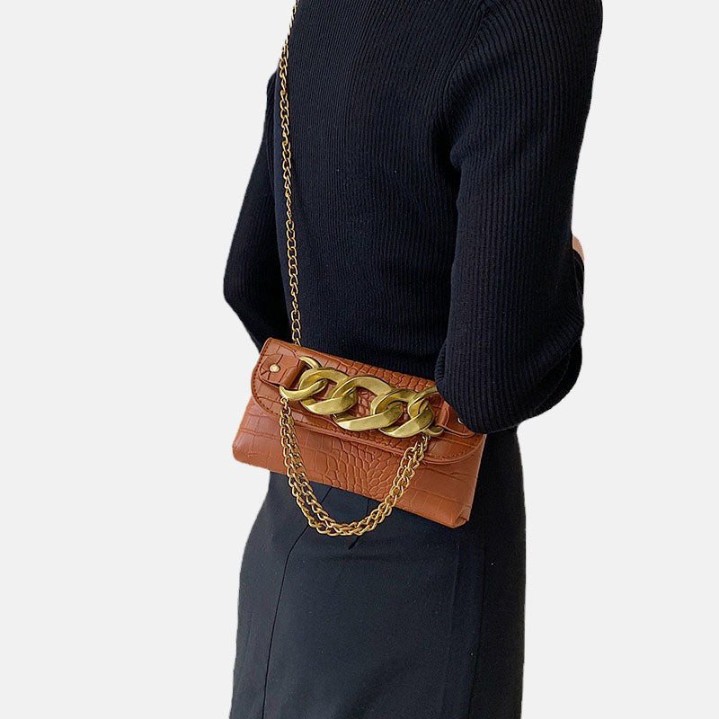 Women's Croc Embossed Chains Waist Bags