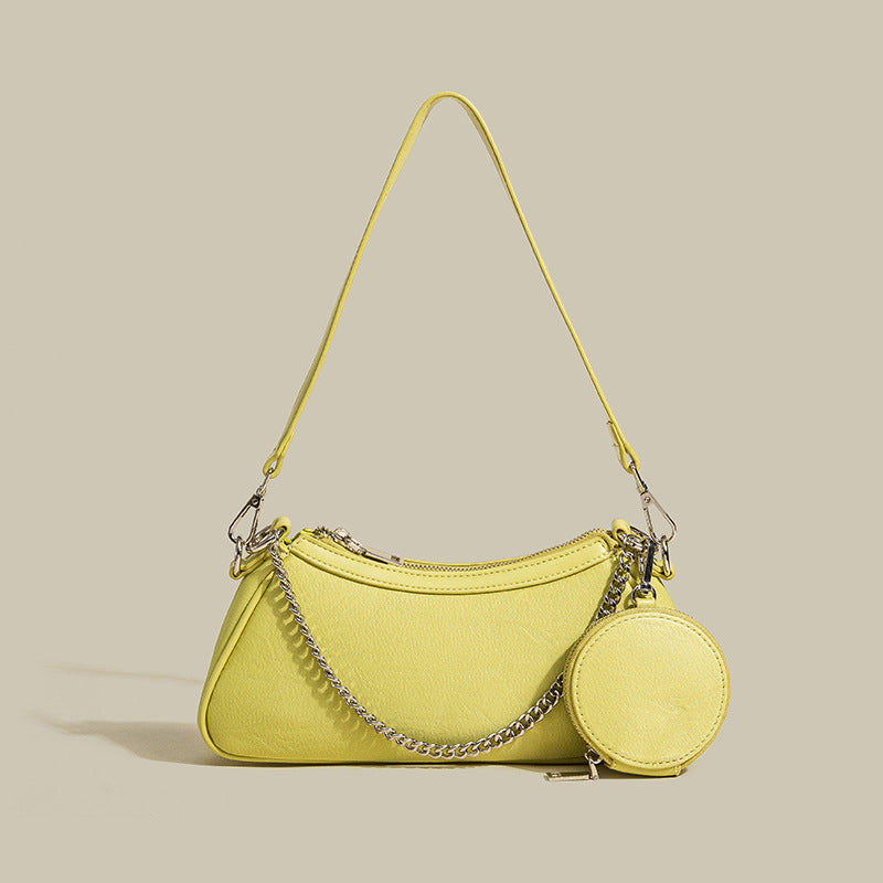 Women's Vegan Chains Baguette Bags with Round Purse