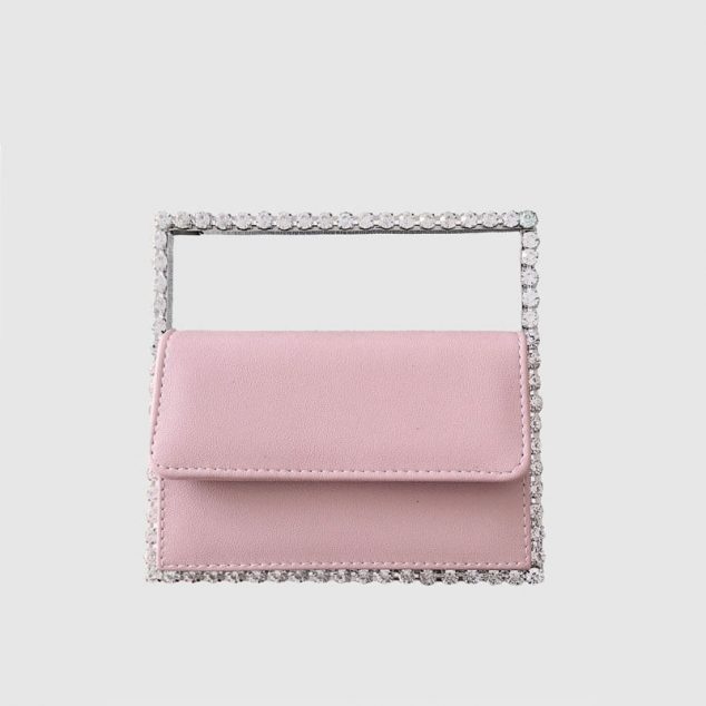 Women's Rhinestones Square Evening Bags Pink
