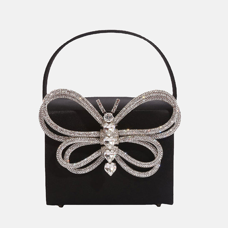 Women's Small Rhinestone Butterfly Top Handle Evening Clutch Bags