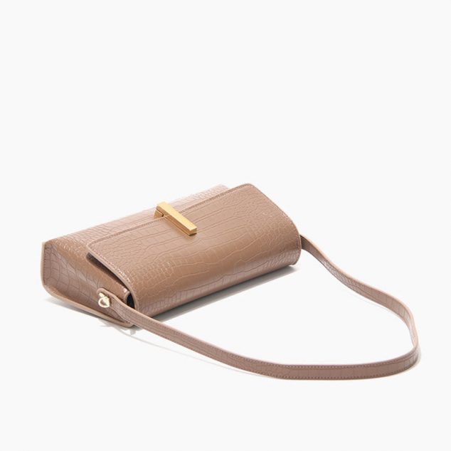 Women's Croc Mini Baguette Bags in Brown Vegan Leather