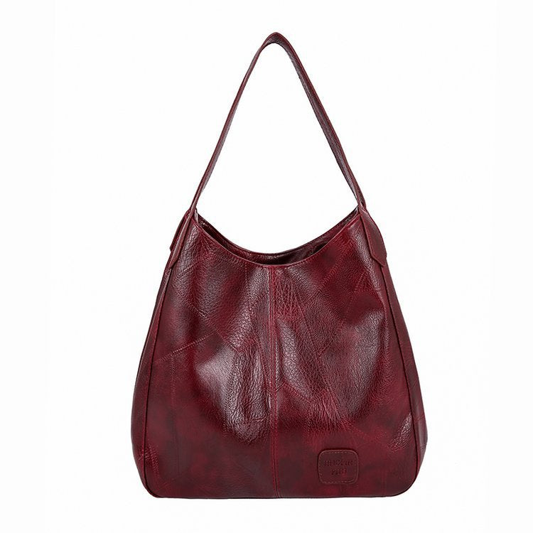 Women's Stitching Vintage Hobo Tote Bags in Soft Vegan Leather