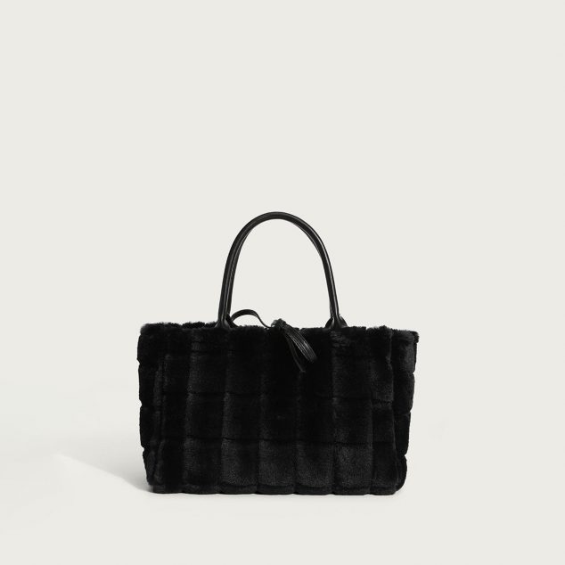 Women's Fuzzy Woven Tote Bags