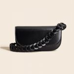 Women's Minimal Braided Shoulder Strap Baguette Bags in Genuine Leather