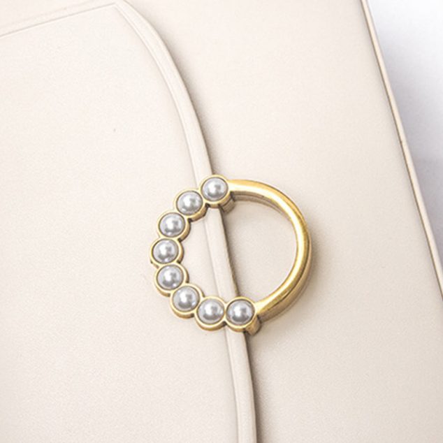 Women's Baguette Bags with Chains Pearls in Vegan Leather