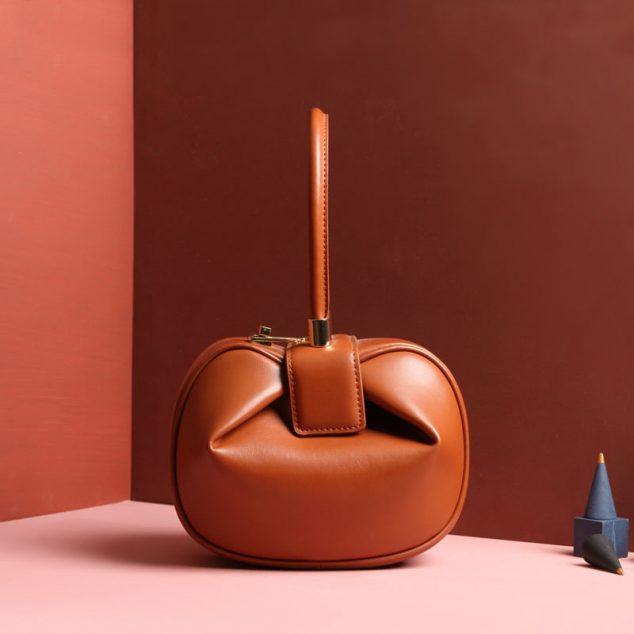 Women's Knotted Cherry Top Handle Clutch in Genuine Leather