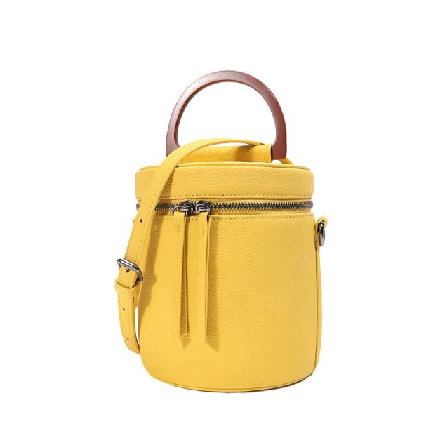 Women's Genuine Leather Cylinder Bucket Bags