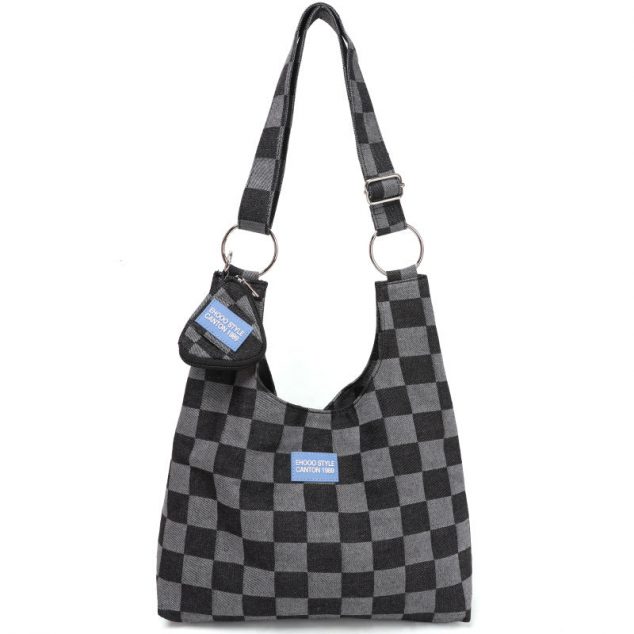 Women's Checker Große Hobo Denim-Taschen