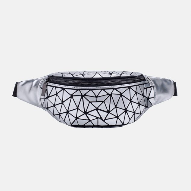 Women's Metallic Geometric Zipper Fanny Packs